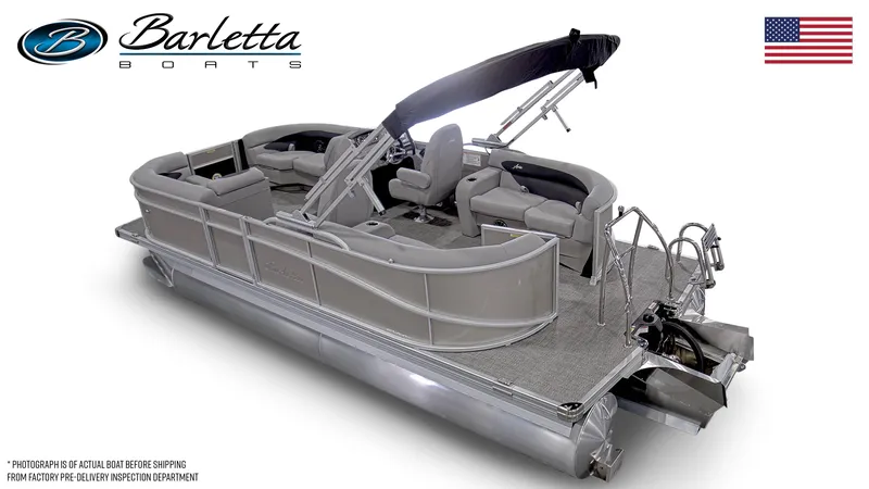 Slide: The Image of 2025 Barletta ARIA 20QC pontoon boat with sleek design and comfortable seating. - 3