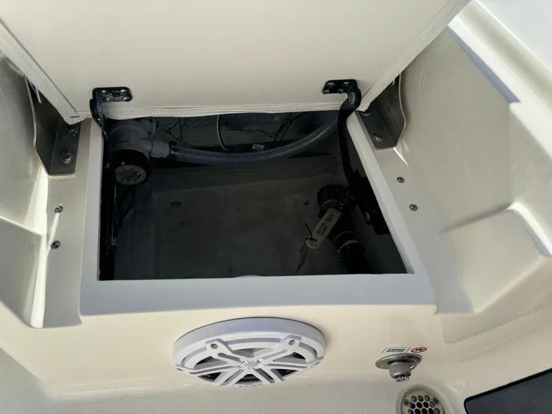 Slide: The Image of Open storage compartment in 2025 Pathfinder 2500 Hybrid boat. - 48