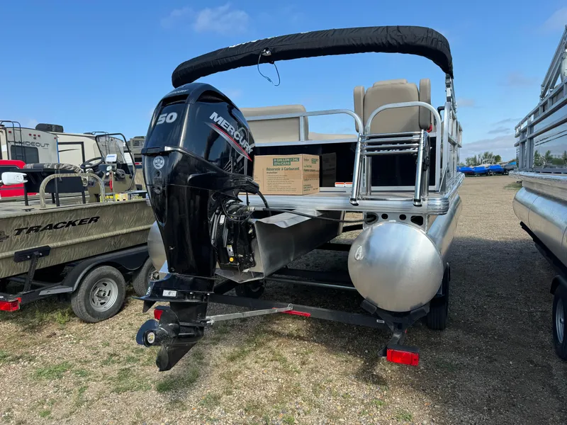 Slide: The Image of 2025 Sun Tracker Party Barge 16 DLX with Mercury outboard motor. - 4