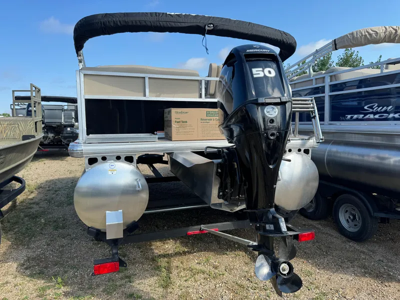 Slide: The Image of 2025 Sun Tracker Party Barge 16 DLX with 50 HP outboard motor. - 5