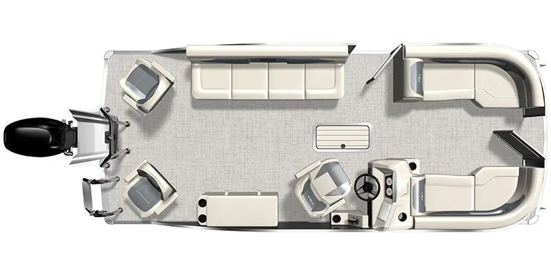 Slide: The Image of Top view of 2025 Aria Cast-N-Cruise A22CC pontoon boat layout. - 2
