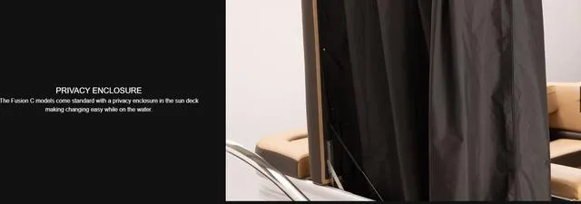 Slide: The Image of 2025 SunCatcher Fusion 322C privacy enclosure on sun deck for easy changing. - 20