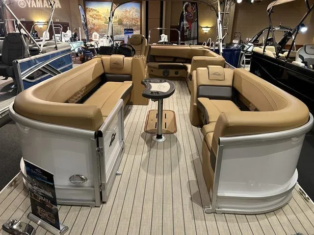 Slide: The Image of 2025 SunCatcher Fusion 322C pontoon boat with Yamaha 200 "SHO" engine, luxurious seating. - 28