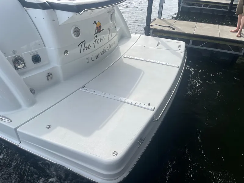 Slide: The Image of 2014 Formula 45 Yacht at dock, rear view with swim platform. - 22