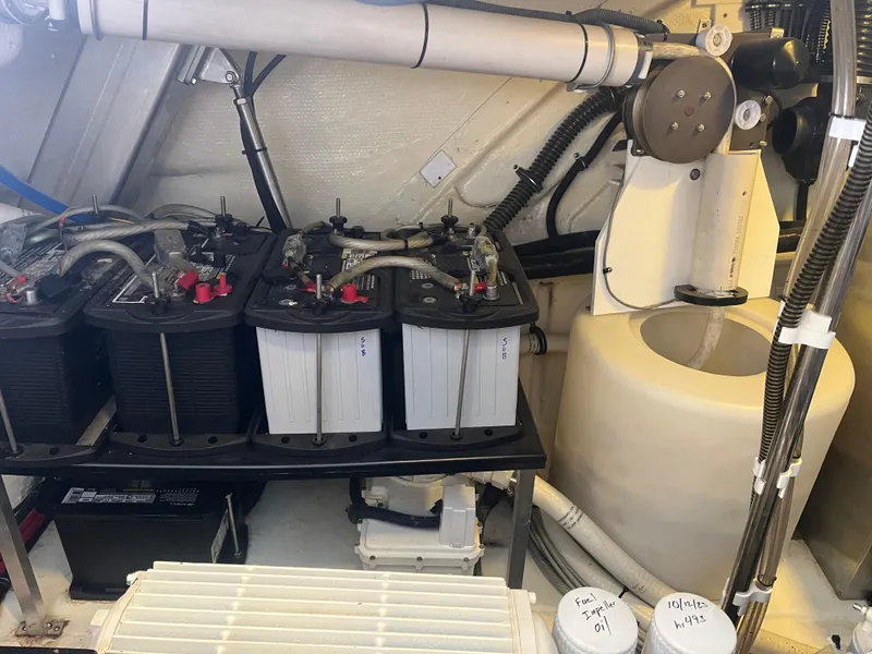 Slide: The Image of Engine room of 2014 Formula 45 Yacht with batteries and mechanical components. - 44