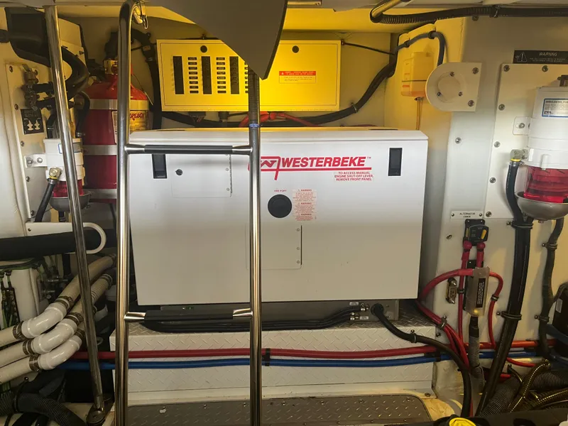 Slide: The Image of Engine room of 2014 Formula 45 Yacht with Westerbeke generator and wiring. - 47