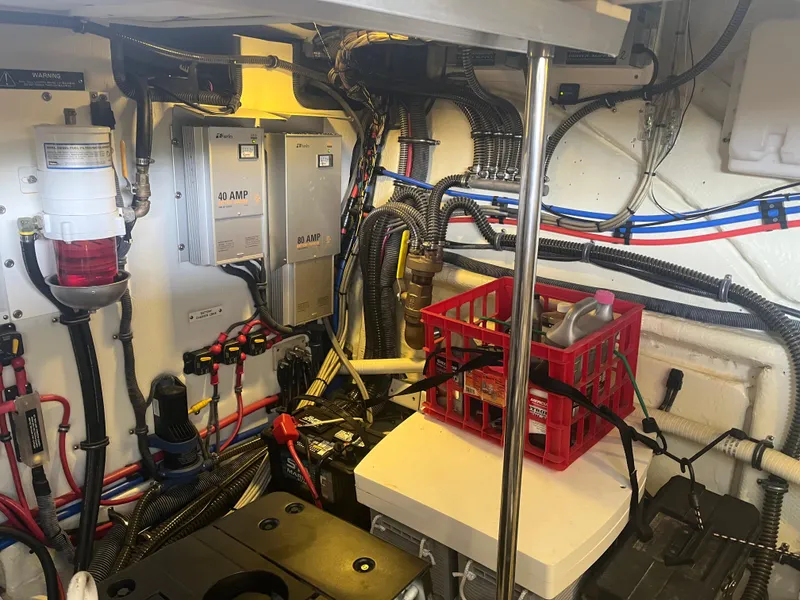 Slide: The Image of Engine room of 2014 Formula 45 Yacht with wiring and equipment. - 48