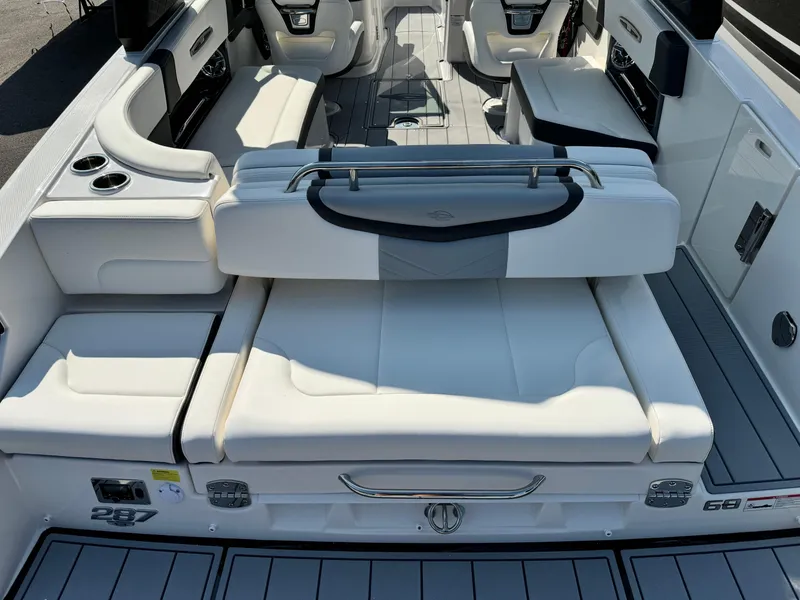 Slide: The Image of 2025 Chaparral 287 SSX boat interior with luxurious seating and modern design. - 33