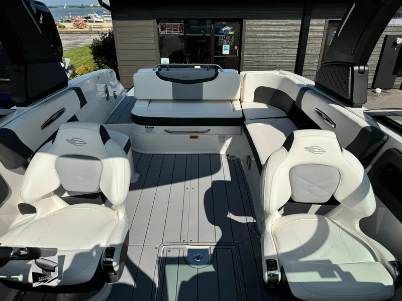 Slide: The Image of 2025 Chaparral 287 SSX boat interior with luxurious seating and modern design. - 38