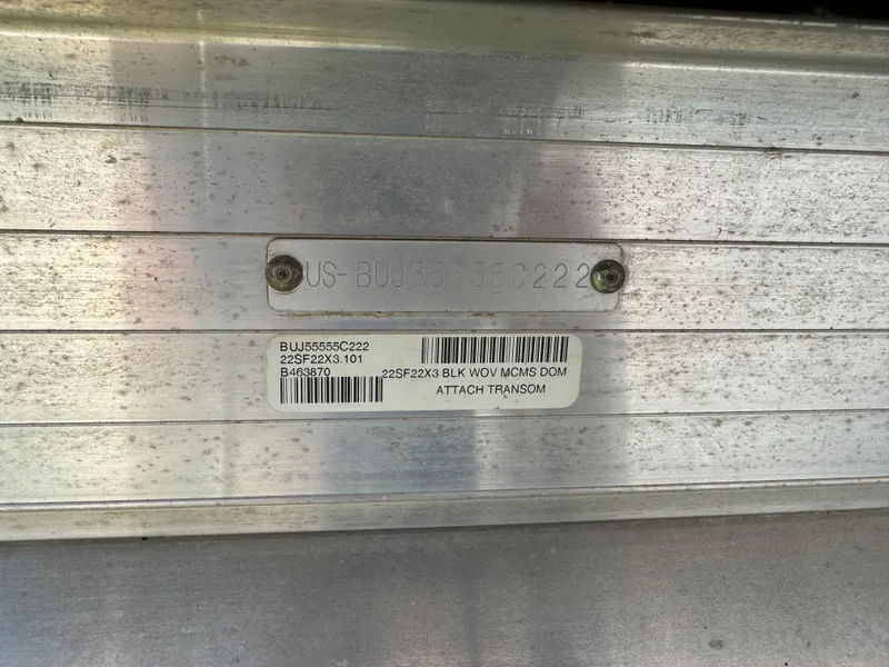 Slide: The Image of Hull identification number on a 2022 Sun Tracker SportFish 22 XP3 boat. - 3