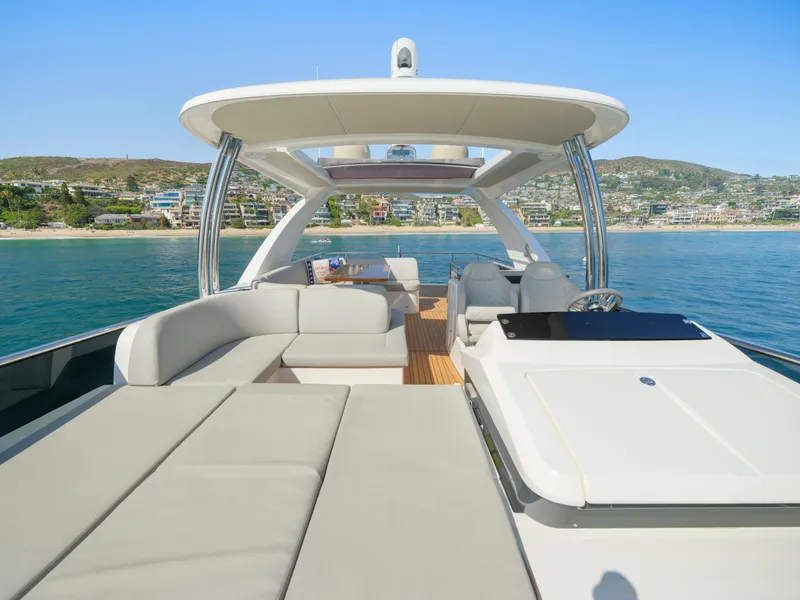 Slide: The Image of Luxurious 2019 Absolute 58 FLY yacht with spacious deck and scenic ocean view. - 35