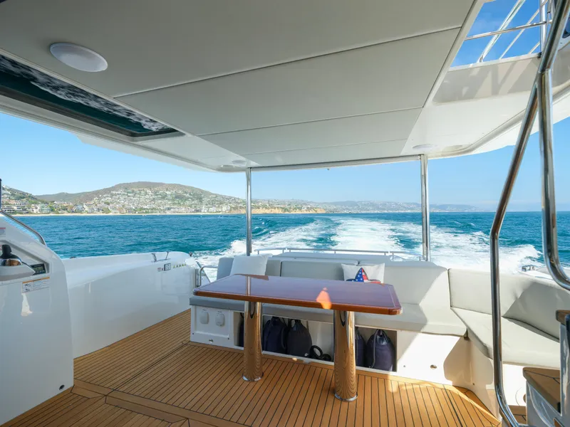 Slide: The Image of Luxury Absolute 58 FLY yacht interior, 2019 model, cruising on open sea. - 47