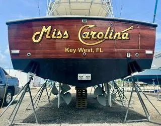 Slide: The Image of Carolina Classic 35 boat, "Miss Carolina," docked in Key West, FL, 2001 model. - 14