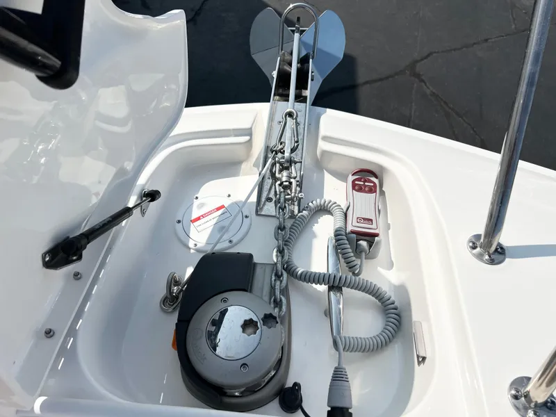 Slide: The Image of 2025 Sea Ray Sundancer 320 anchor system with winch and chain. - 9