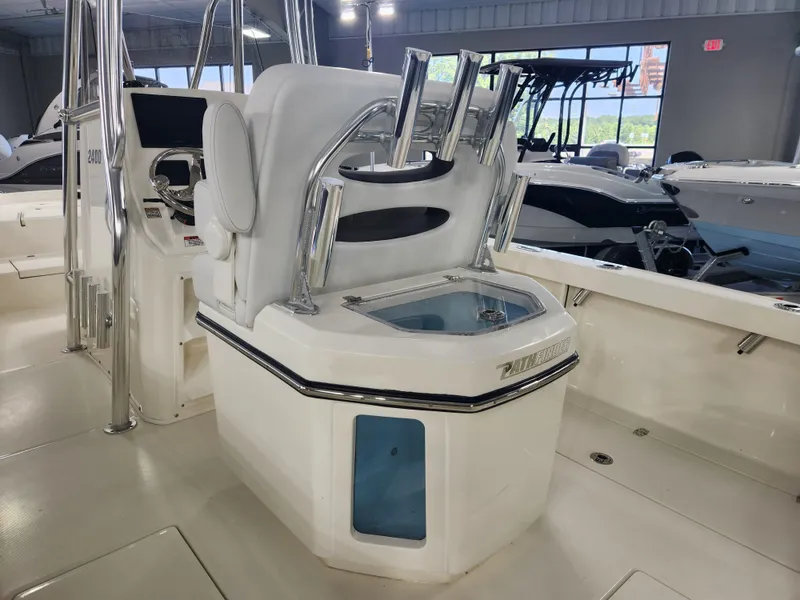 Slide: The Image of 2025 Pathfinder 2400 Open boat interior with seating and storage. - 24