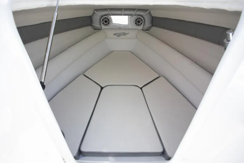 Slide: The Image of 2021 Glasstream 280 SCX boat on trailer under clear blue sky. - 14