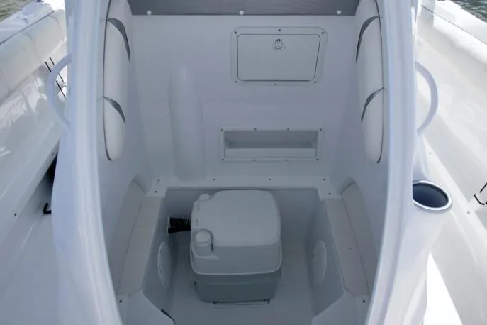 Slide: The Image of 2021 Glasstream 280 SCX boat on trailer under clear blue sky. - 15