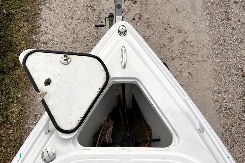 Slide: The Image of 2021 Glasstream 280 SCX boat at dealership, under clear blue sky with clouds. - 43