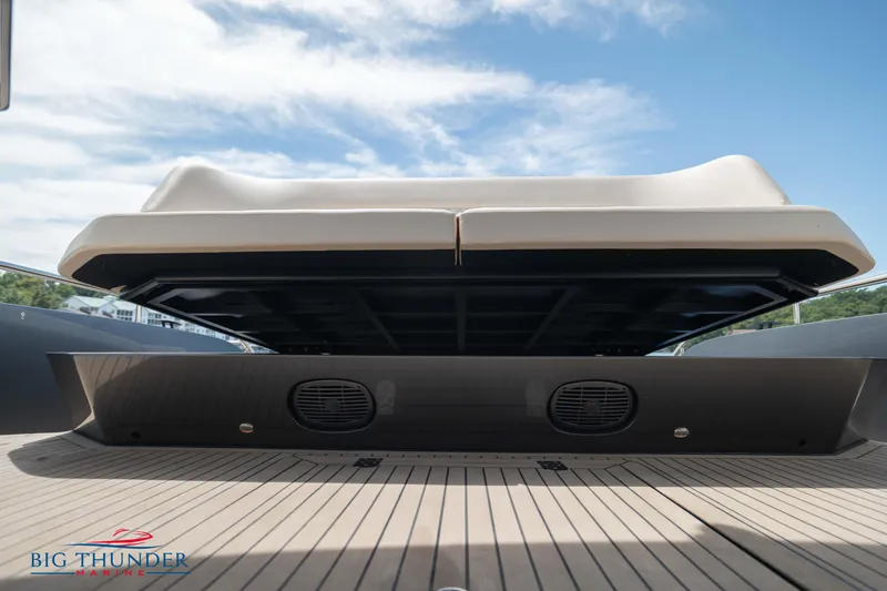 Slide: The Image of 2024 Dutch American Iconic DA 50 boat deck with cushioned seating and sleek design. - 17