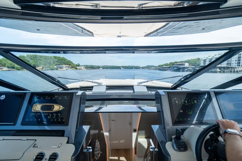 Slide: The Image of Interior view of 2024 Dutch American Iconic DA 50 yacht cockpit with digital displays. - 20