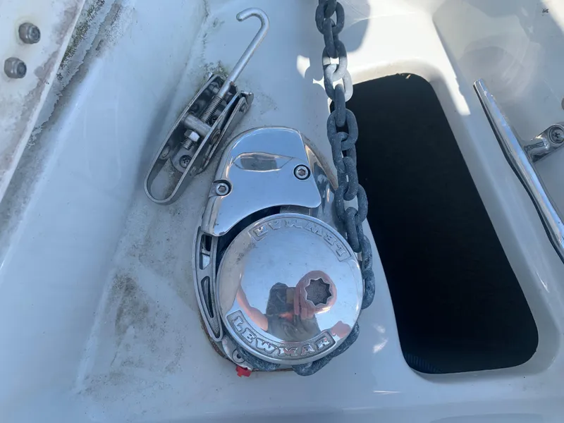 Slide: The Image of Anchor windlass on 2018 Crownline 264 CR boat deck. - 36