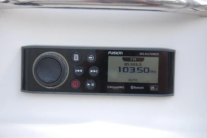 Slide: The Image of Fusion MS-RA70NSX marine stereo on 2004 Cape Horn Cape Bay boat. - 18