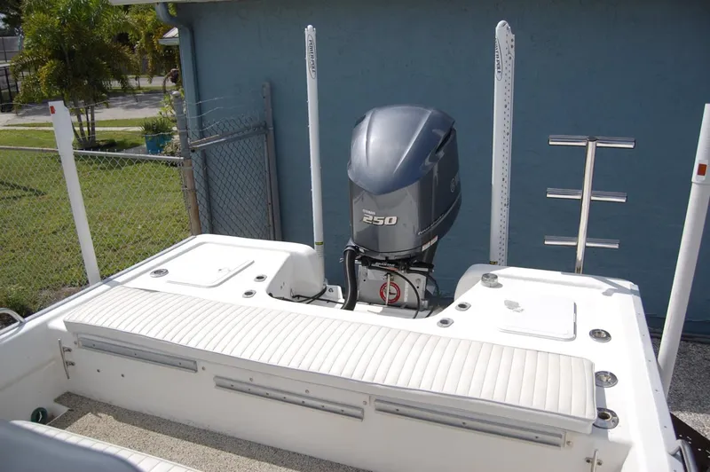 Slide: The Image of 2004 Cape Horn Cape Bay boat with powerful outboard motor. - 21