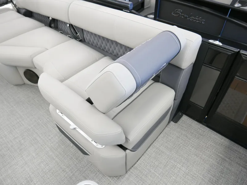 Slide: The Image of 2024 Barletta Lusso 23M interior with luxurious gray seating and modern design. - 21