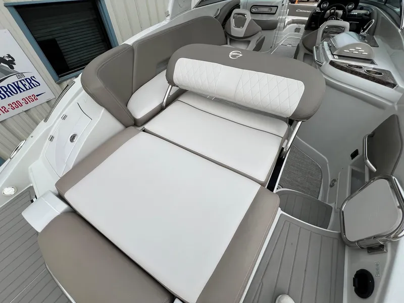 Slide: The Image of 2019 Crownline Eclipse E285 boat interior with luxurious seating and modern design. - 37