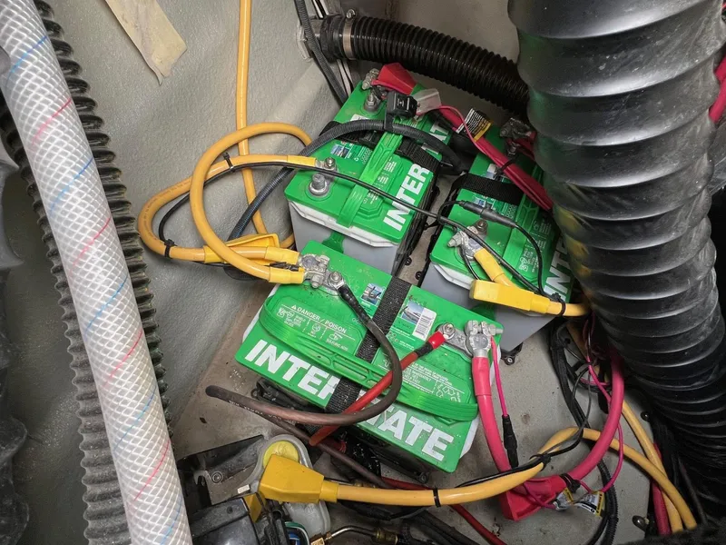 Slide: The Image of Interstate batteries in a 2019 Crownline Eclipse E285 boat engine compartment. - 44