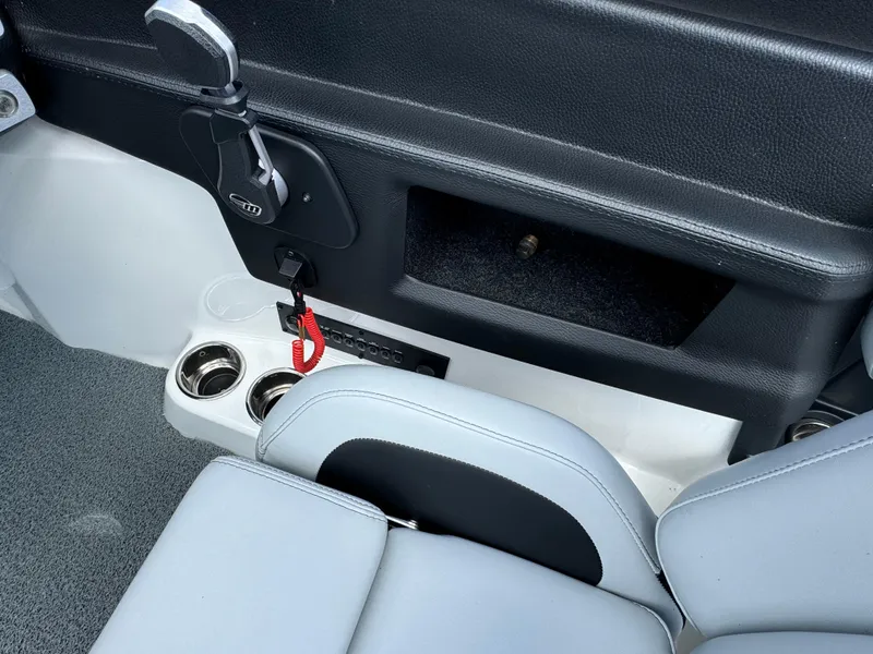 Slide: The Image of Interior of 2022 Malibu Wakesetter 20 VTX boat with cup holders and seating. - 25