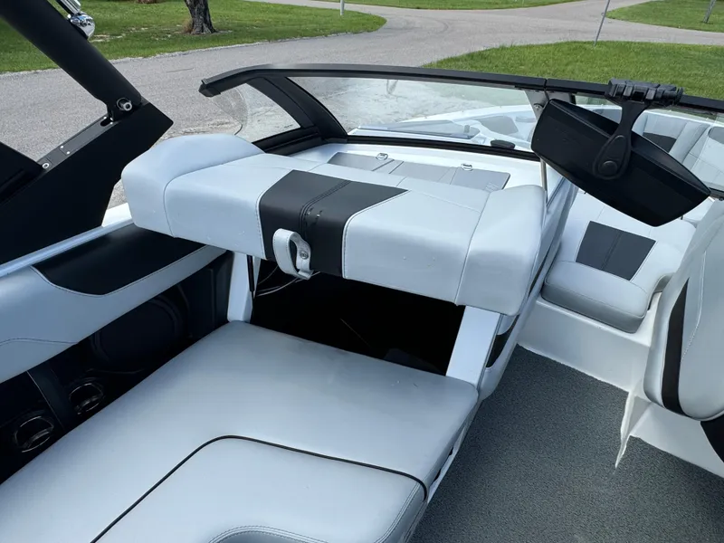 Slide: The Image of 2022 Malibu Wakesetter 20 VTX interior with sleek seating and modern design. - 31