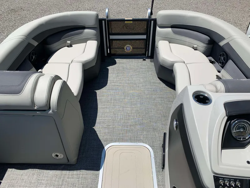 Slide: The Image of 2025 Barletta Cabrio 20UC boat interior with plush seating and modern design. - 4