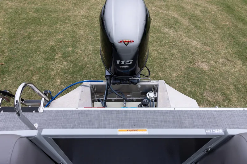 Slide: The Image of 2025 Premier 220 Sunscape RF boat with Yamaha 115 engine, viewed from above. - 12