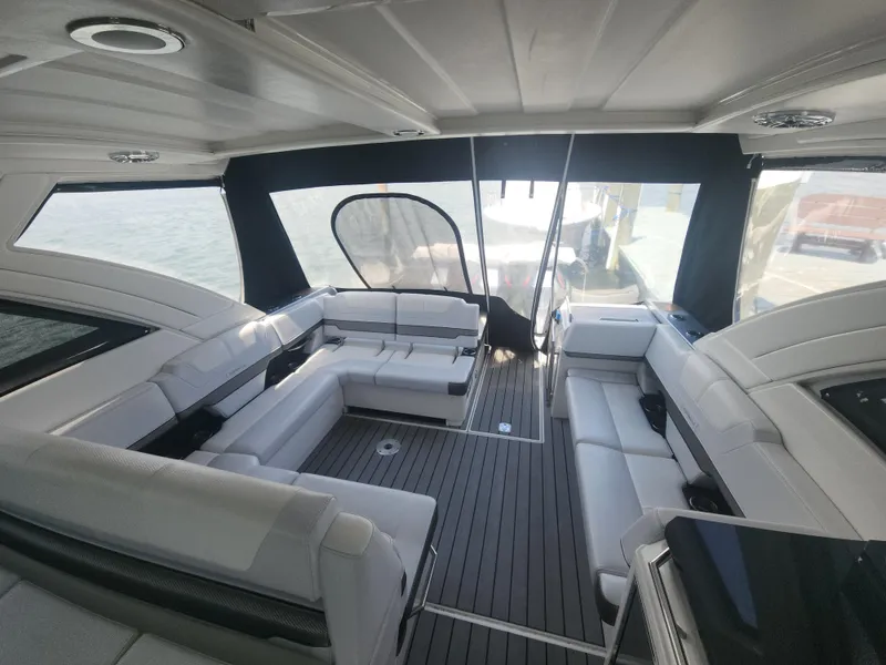 Slide: The Image of Luxurious interior of 2021 Formula 380 Super Sport Crossover OB boat with spacious seating. - 13