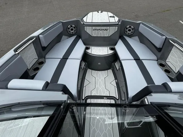 Slide: The Image of 2025 Yamaha Boats 222XD interior with sleek seating and modern design. - 5