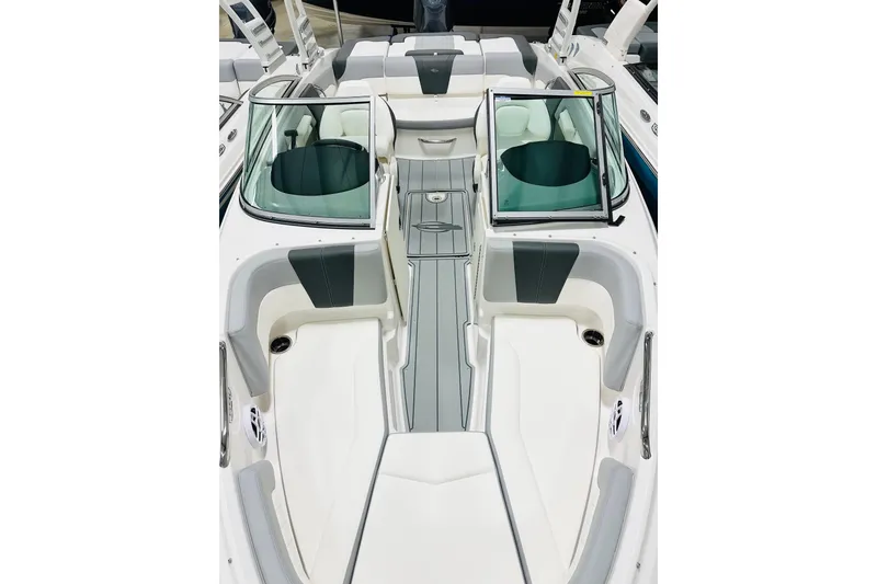 Slide: The Image of 2025 Chaparral 21 SSi OB boat interior with sleek seating and modern design. - 8