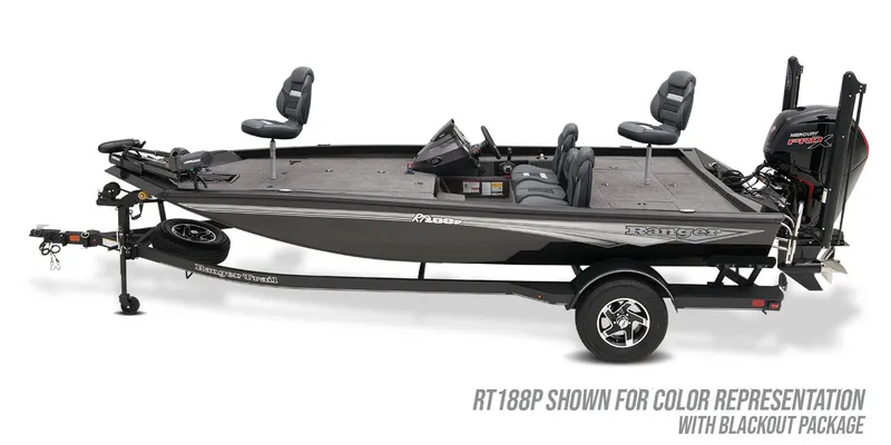 Slide: The Image of 2024 Ranger RT178C fishing boat with trailer, featuring a sleek design and comfortable seating. - 6