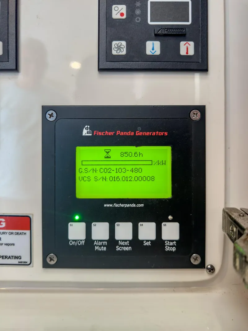 Slide: The Image of Fischer Panda generator control panel on a 2017 Intrepid 430 Sport Yacht. - 21
