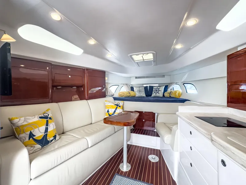 Slide: The Image of Luxurious interior of 2017 Intrepid 430 Sport Yacht with elegant seating and modern amenities. - 3