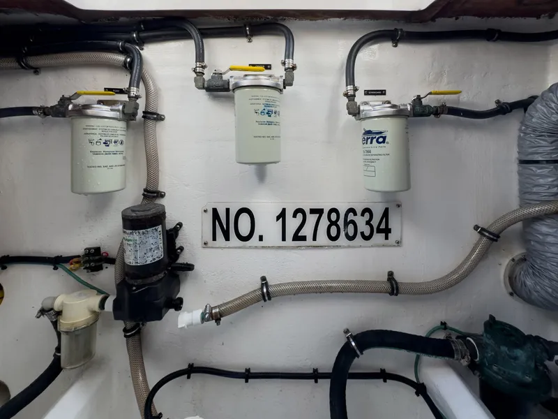 Slide: The Image of Engine room of 2017 Intrepid 430 Sport Yacht with filters and serial number 1278634. - 46