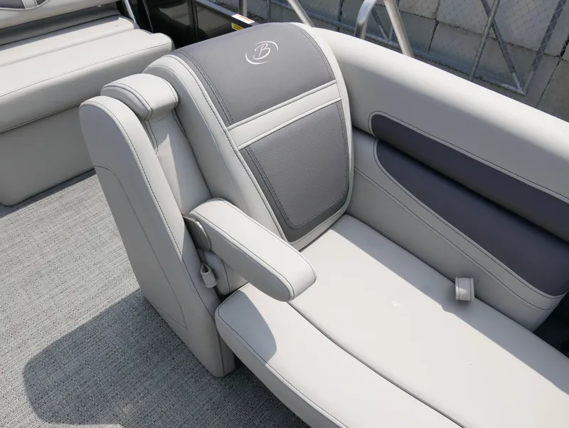 Slide: The Image of Barletta Cabrio 24UE 2025 boat seat, featuring elegant gray upholstery and modern design. - 13