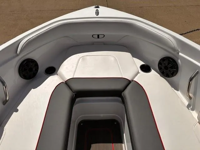 Slide: The Image of 2023 Tahoe 210 S Limited boat interior with seating and speakers. - 16