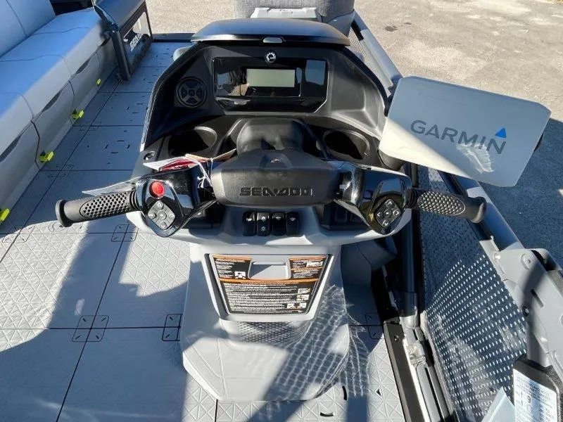 Slide: The Image of 2024 Sea-Doo Switch Cruise 21' 230HP dashboard with Garmin navigation system. - 22
