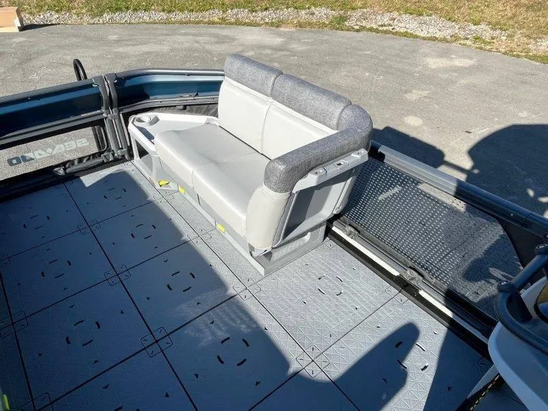 Slide: The Image of 2024 Sea-Doo Switch Cruise 21' 230HP interior seating area with modular design. - 35