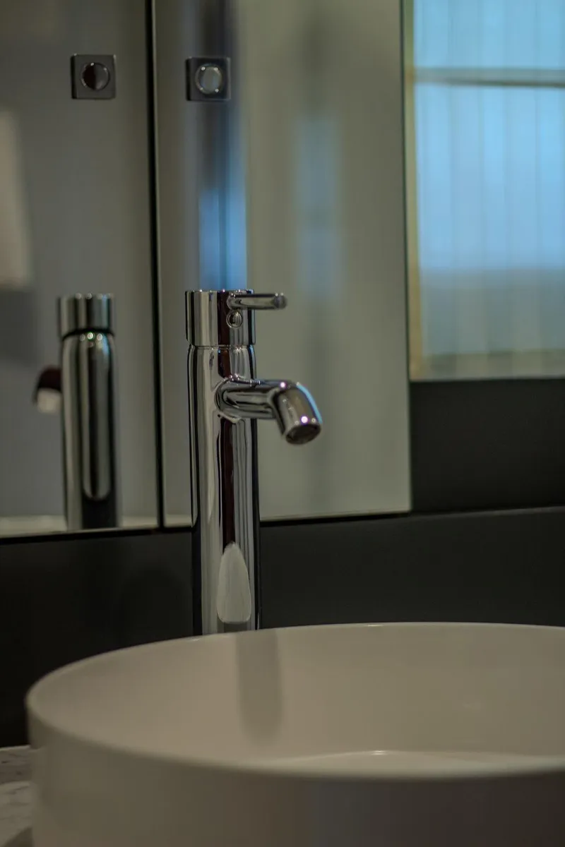 Slide: The Image of Modern bathroom sink and faucet on 2022 Sirena 58 Flybridge yacht. - 26