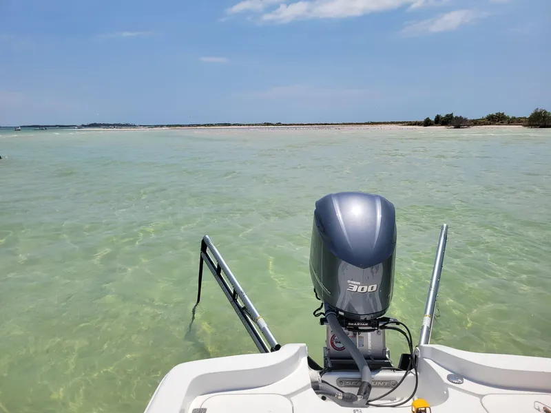 Slide: The Image of Sea Hunt BX 25 BR 2020 boat on clear water with Yamaha 300 outboard motor. - 3