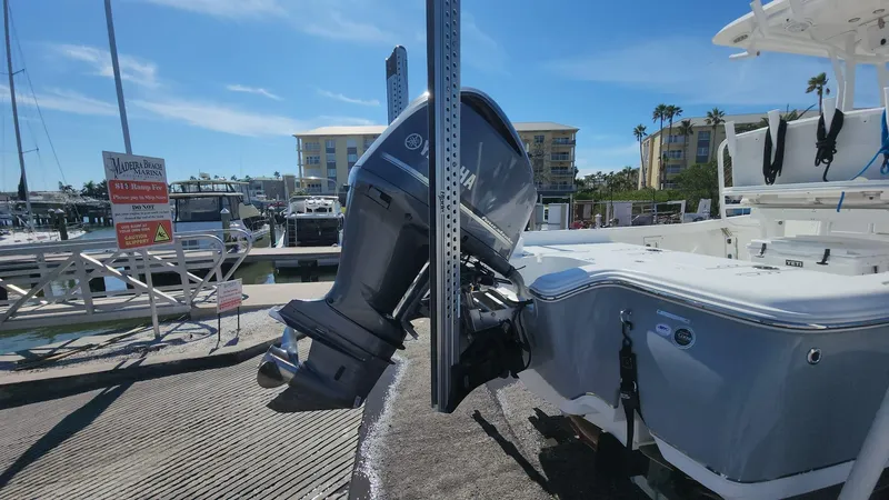 Slide: The Image of 2020 Sea Hunt BX 25 BR boat with Yamaha outboard motor at marina dock. - 38