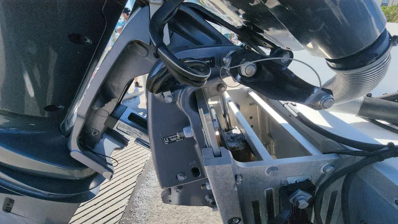 Slide: The Image of Close-up of 2020 Sea Hunt BX 25 BR boat engine components. - 40