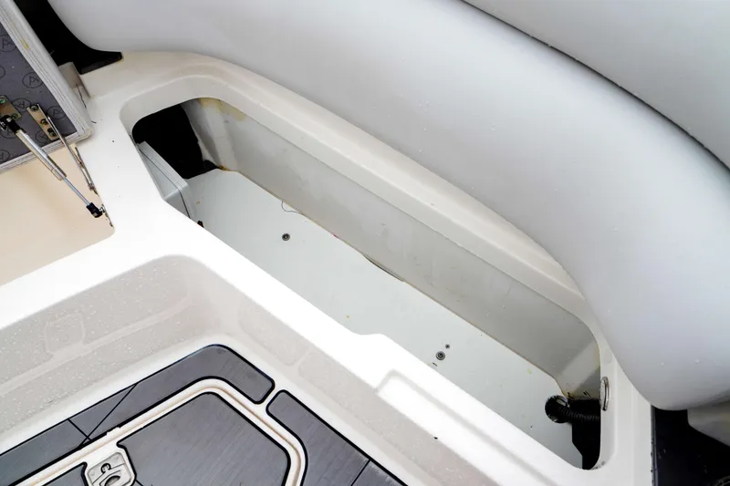 Slide: The Image of 2022 Aviara AV32 OB boat storage compartment with sleek interior design. - 45